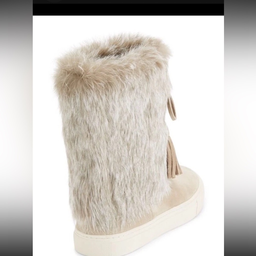 TORY BURCH DARK KNOT
BEIGE ANGELICA BOOT
RABBIT FUR SPLIT SUEDE $450 6 winter - Picture 8 of 8